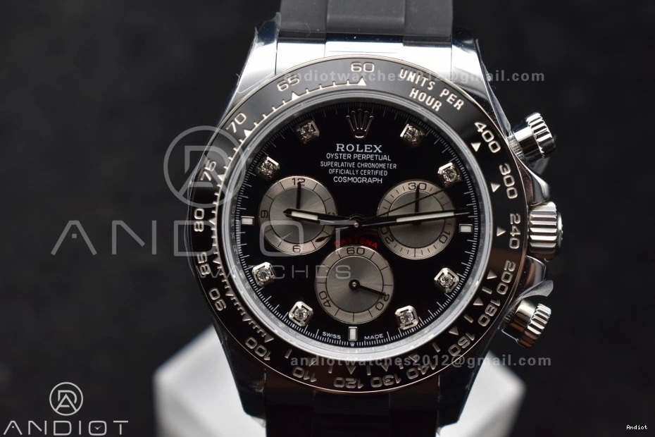 Best Oysterflex 1:1 (Weighted) SH4131 Diamonds Strap Edition 126519 Silver Black Dial on Daytona V6 QF 0301